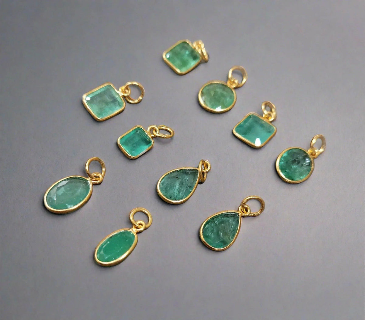 Gold Vermeil Zambian Emerald Bezel Pendant - K Jewelry Accessories