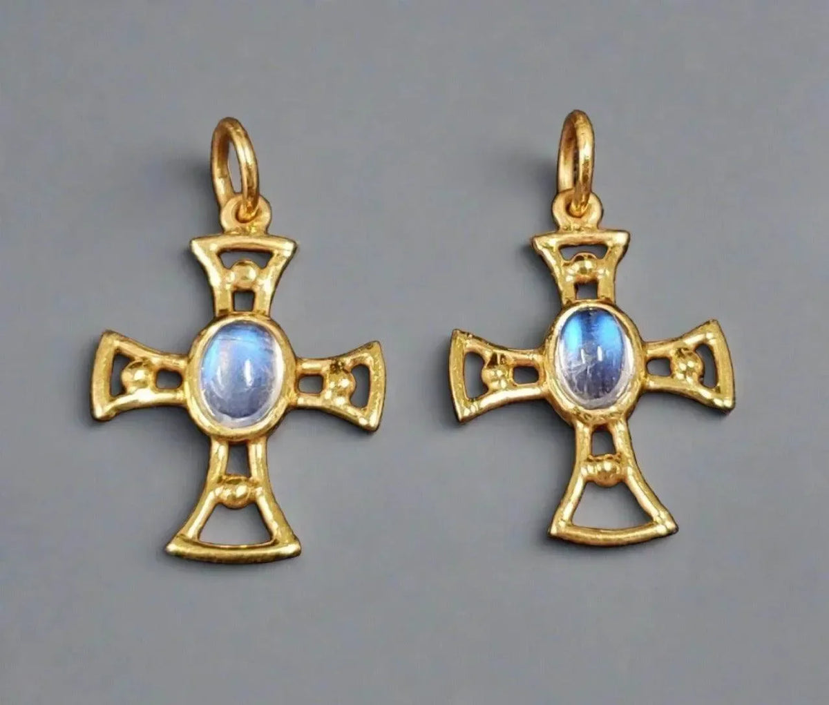 925 Gold Vermeil Rainbow Moonstone Pendant Cross Shape - K Jewelry Accessories
