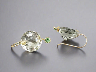 18k Gold Tsavorite Green Amethyst Earrings - K Jewelry Accessories