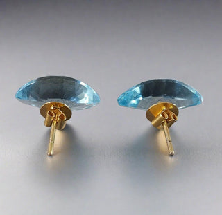 14k Gold Topaz Stud Earrings Sky Blue - K Jewelry Accessories