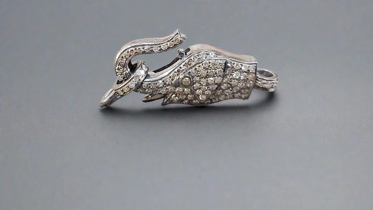 33 mm 925 Silver Elephant Diamond Lobster Clasp - K Jewelry Accessories