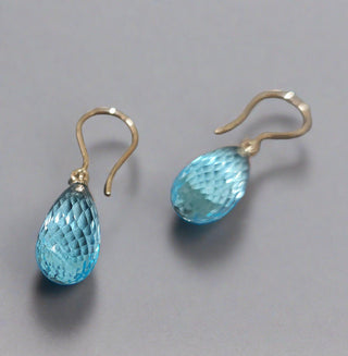 Tear Drop Swiss Blue Topaz Earrings Gold 14k - K Jewelry Accessories