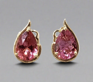 14k Gold Pink Tourmaline Stud Earrings October Month Birthstone Jewelry For Women With Elegant And Minimalistic Design