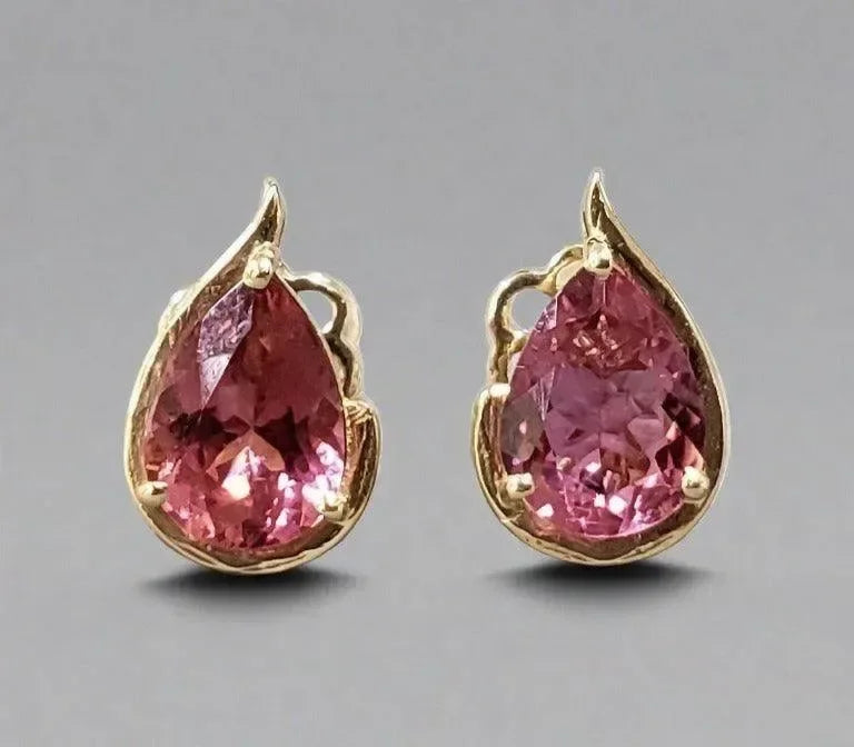 14k Gold Pink Tourmaline Studs For Women - K Jewelry Accessories