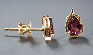 14k Gold Pink Tourmaline Studs Earrings Genuine Gemstone Jewelry - K Jewelry Accessories