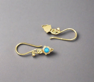 Beautiful 18k Gold Natural Turquoise Earrings dangle - K Jewelry Accessories