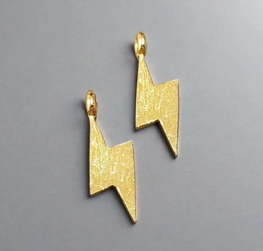 925 Flash Hammered Gold Vermeil Charm Pendant - K Jewelry Accessories