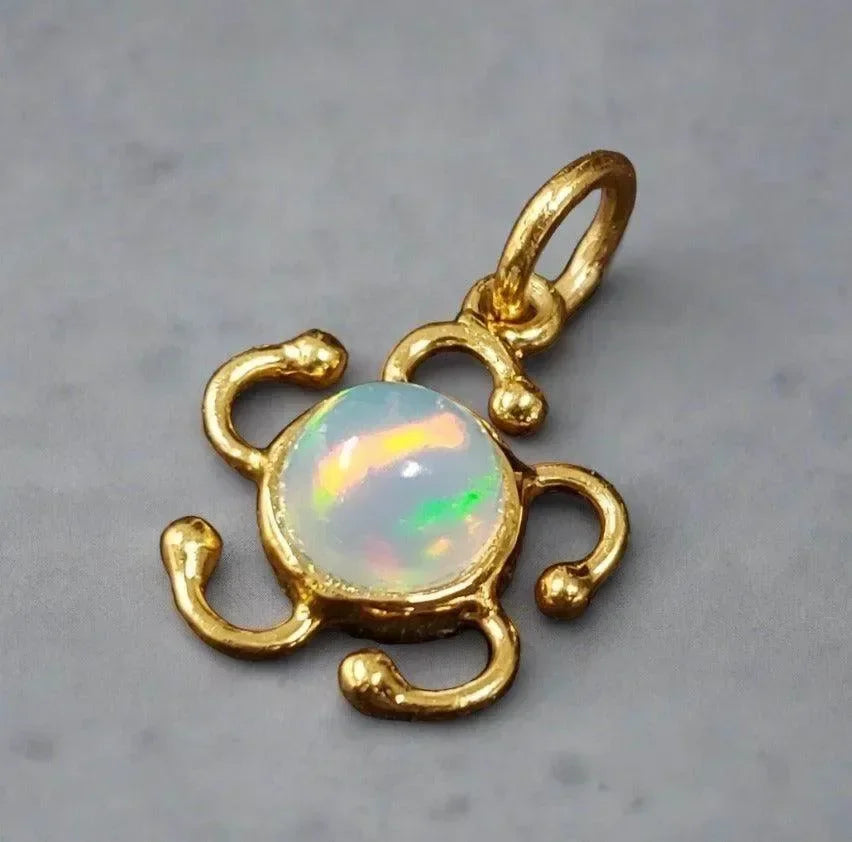 925 Gold Vermeil Ethiopian Opal Pendant Jewelry handmade - K Jewelry Accessories