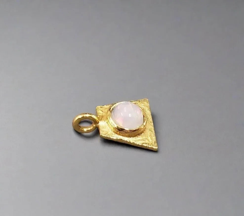 Gold Vermeil Ethiopian Opal Trapezium Charm Pendant - K Jewelry Accessories