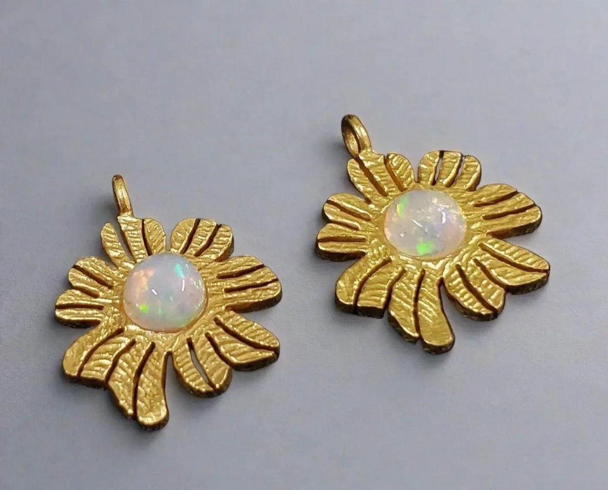 Gold Vermeil Multi Fire Opal Floral Charm For Unisex - K Jewelry Accessories