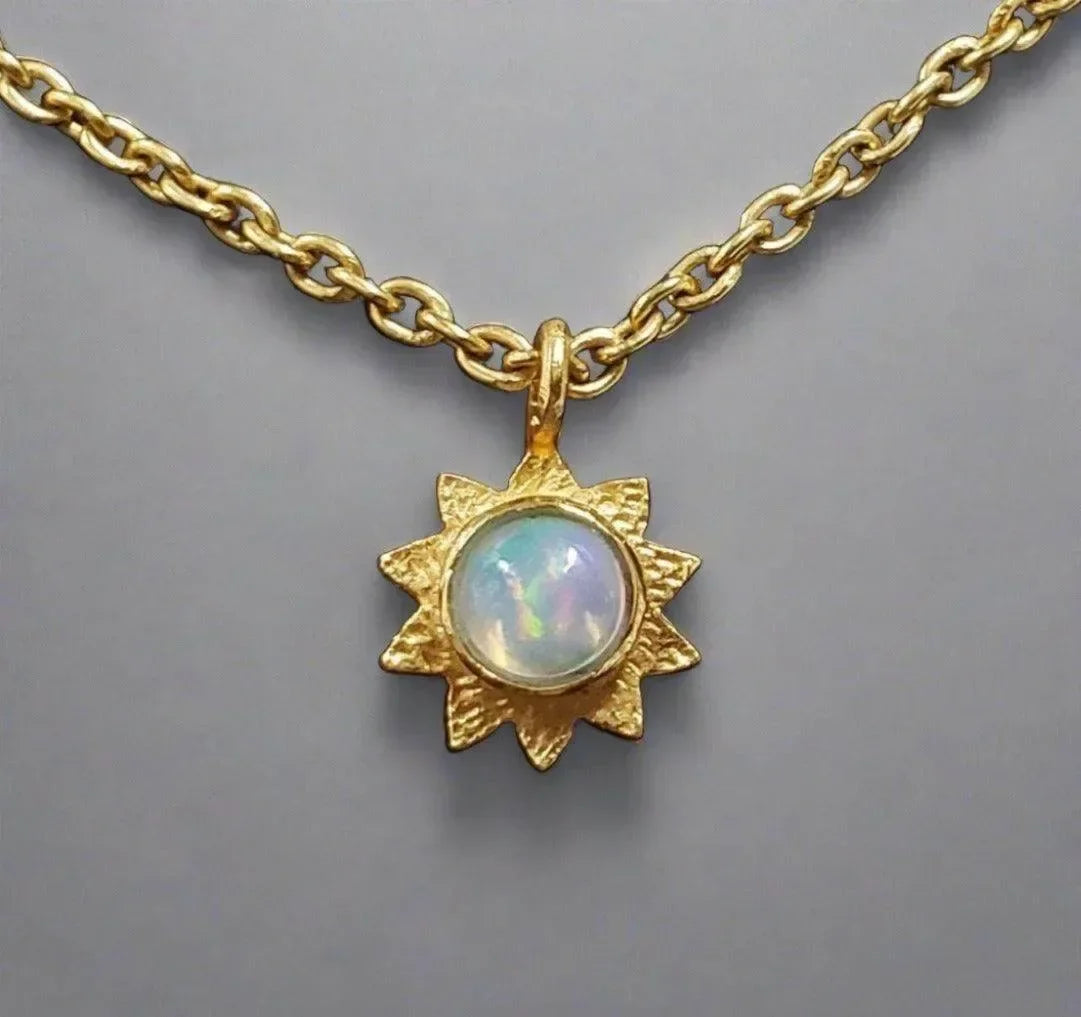 Gold Vermeil Natural Ethiopian Opal Star Charm Beautiful - K Jewelry Accessories