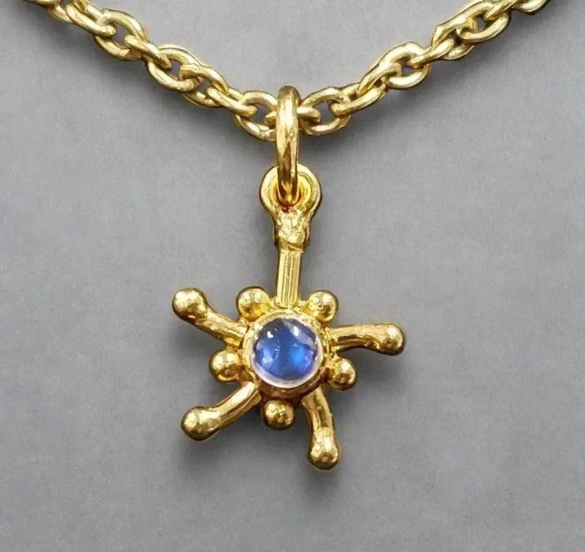 Gold Vermeil Rainbow Moonstone Pendant bezel Setting - K Jewelry Accessories