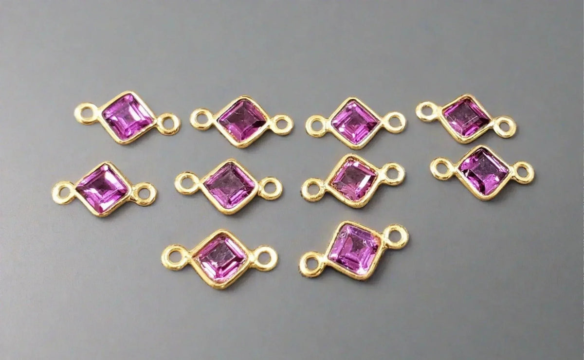 Gold Vermeil Rhodolite Garnet Connector Charm - K Jewelry Accessories