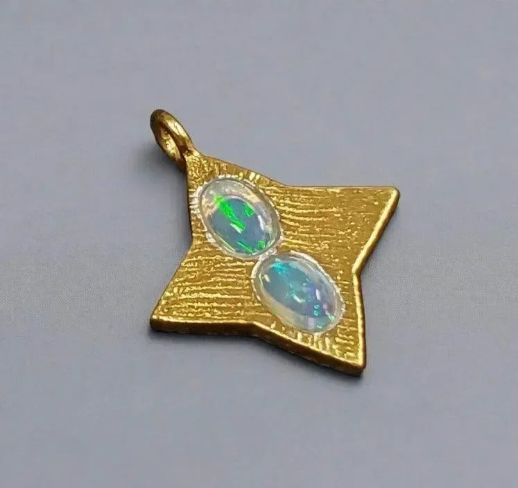 Gold Vermeil Star Shape Ethiopian Fire Opal Charm - K Jewelry Accessories