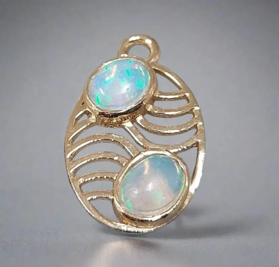 18k Gold Ethiopian Opal Charm Pendant Jewelry Findings - K Jewelry Accessories