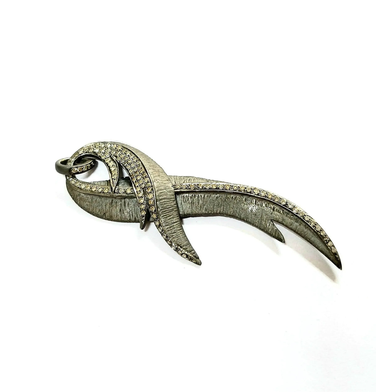 925 Oxidized Silver Diamond Feather Pendant Charm Designer - K Jewelry Accessories