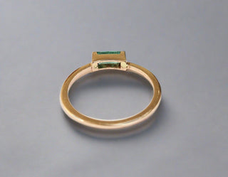 14k Gold Emerald Baguette Minimalist Ring - K Jewelry Accessories