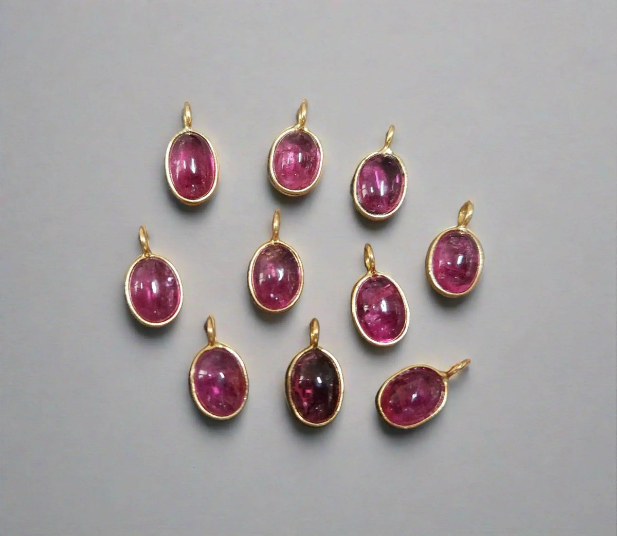 18k Gold Rubellite Pendant Oval Shape Charm for her - K Jewelry Accessories