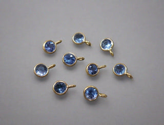 18k Gold Round Natural Tanzanite Charm - K Jewelry Accessories