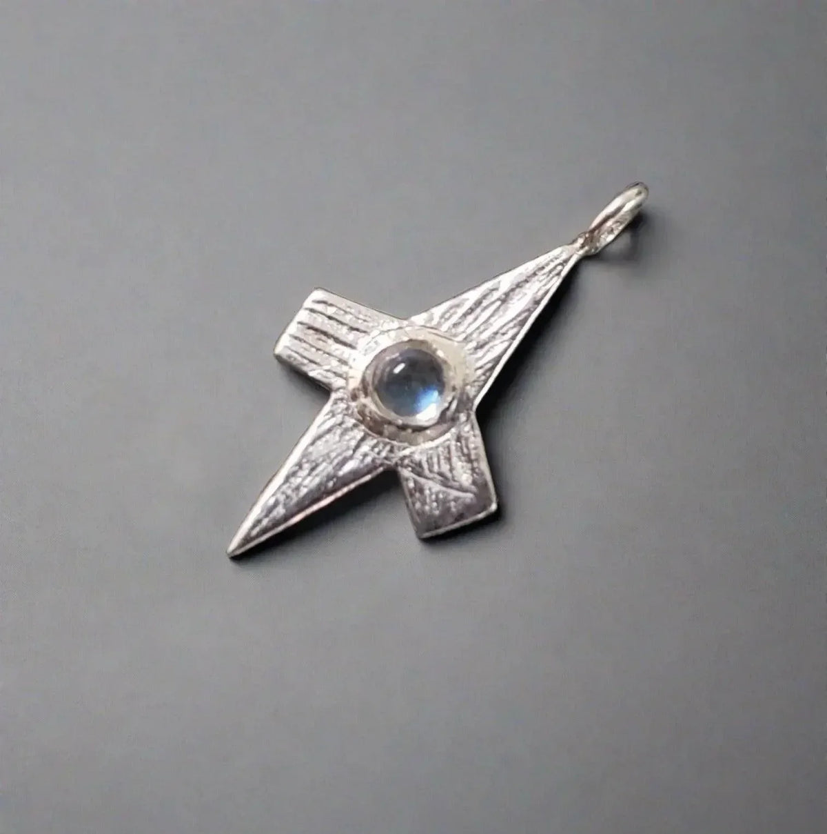 925 Silver Rainbow Moonstone Charm Cross Pendant For Unisex - K Jewelry Accessories