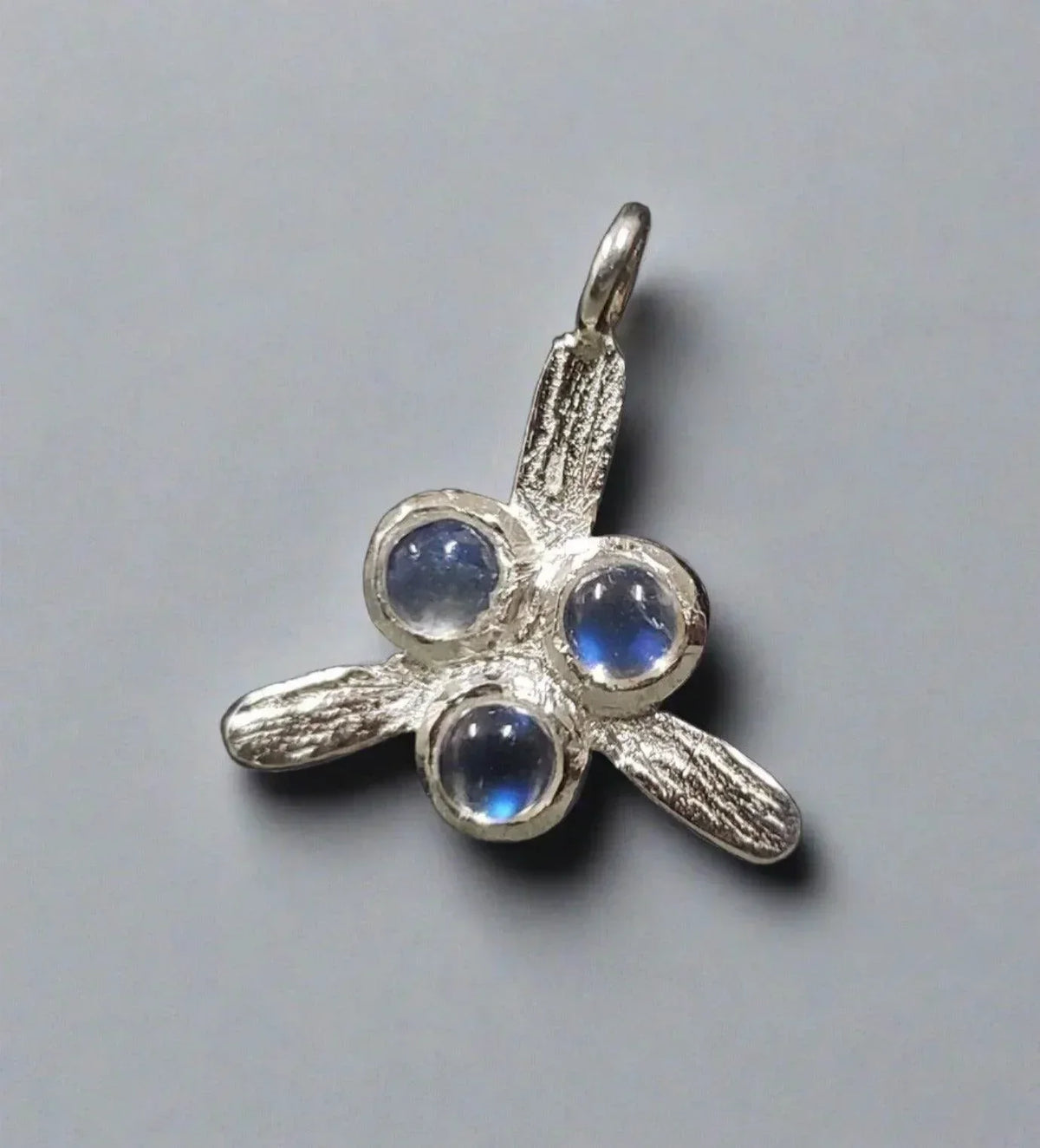 925 Silver Rainbow Moonstone Charm Flower Shape - K Jewelry Accessories