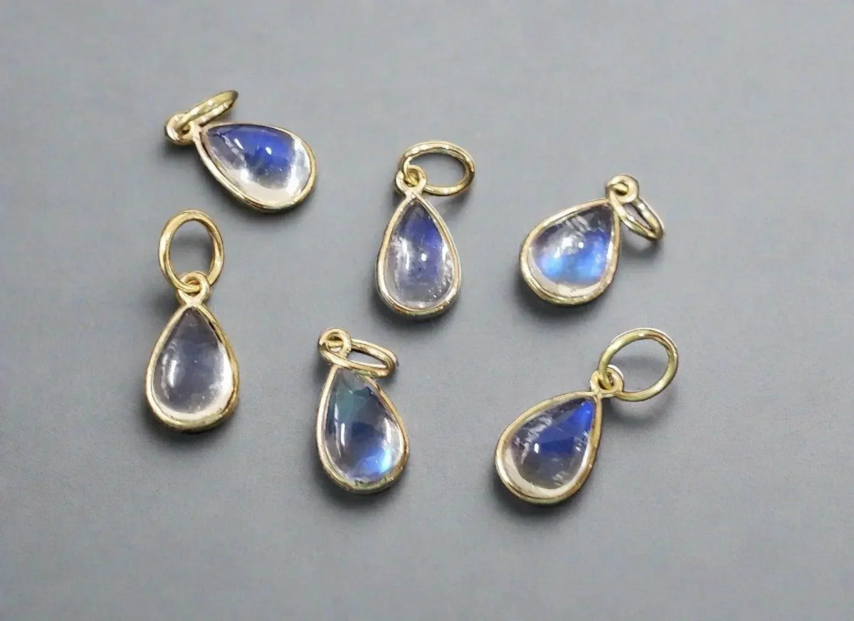 14k Gold Rainbow moonstone Pendant Teardrop Shape - K Jewelry Accessories