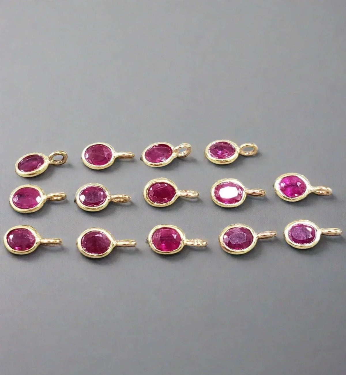 18k Gold Oval Ruby Dainty Charm Round shape elegant - K Jewelry Accessories