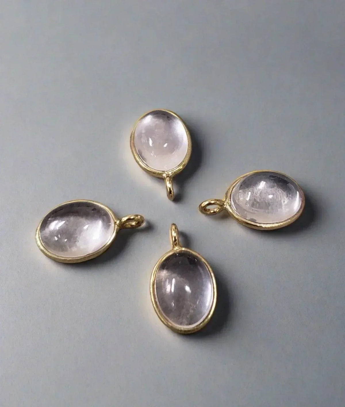 14k Gold Rose Quartz Charm Necklace Oval Cabochon - K Jewelry Accessories
