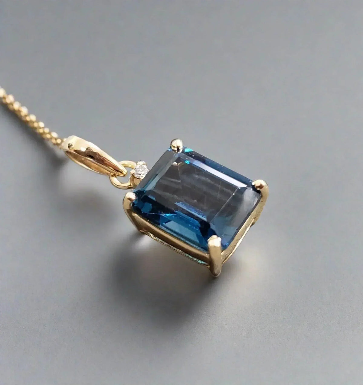 18K Gold Blue Topaz Pendant & Diamond Pendant - K Jewelry Accessories