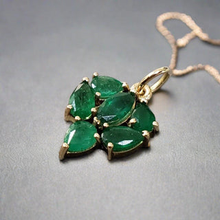 14k Gold Zambian Emerald Leaf Pendant - K Jewelry Accessories