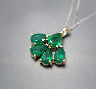 14k Gold Zambian Emerald Charm Pendant - K Jewelry Accessories