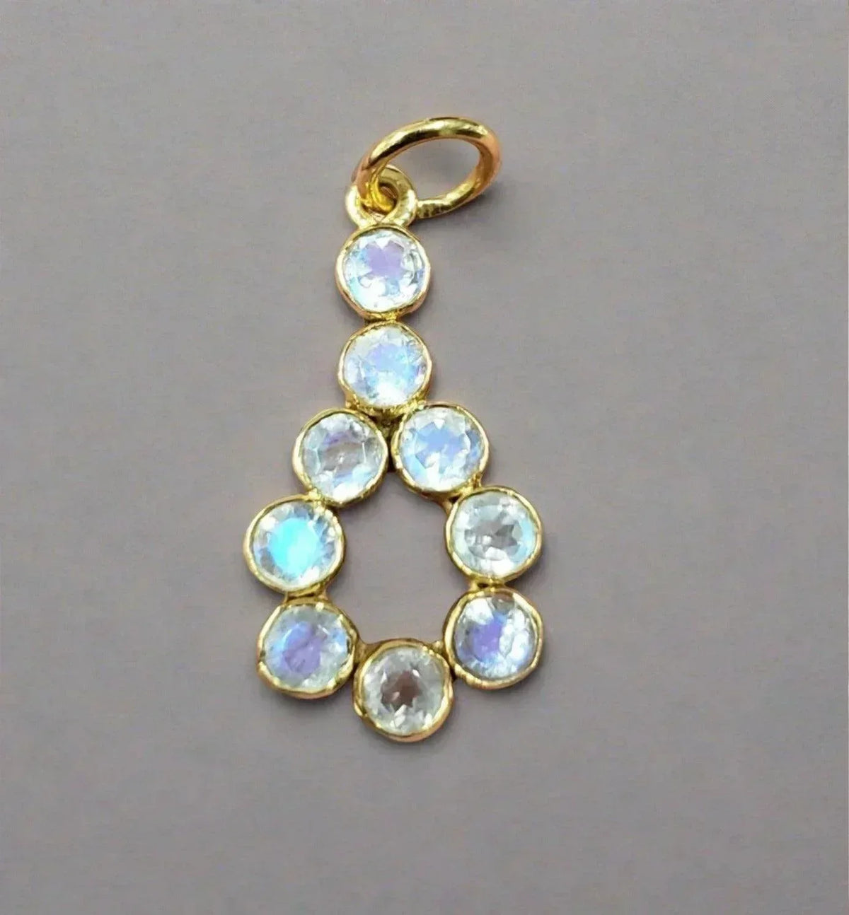 14k Beautiful Gold Rainbow moonstone Pendant Charm - K Jewelry Accessories