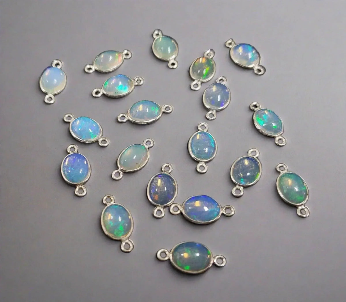 925 Silver Ethiopian Opal Connector Charm - K Jewelry Accessories