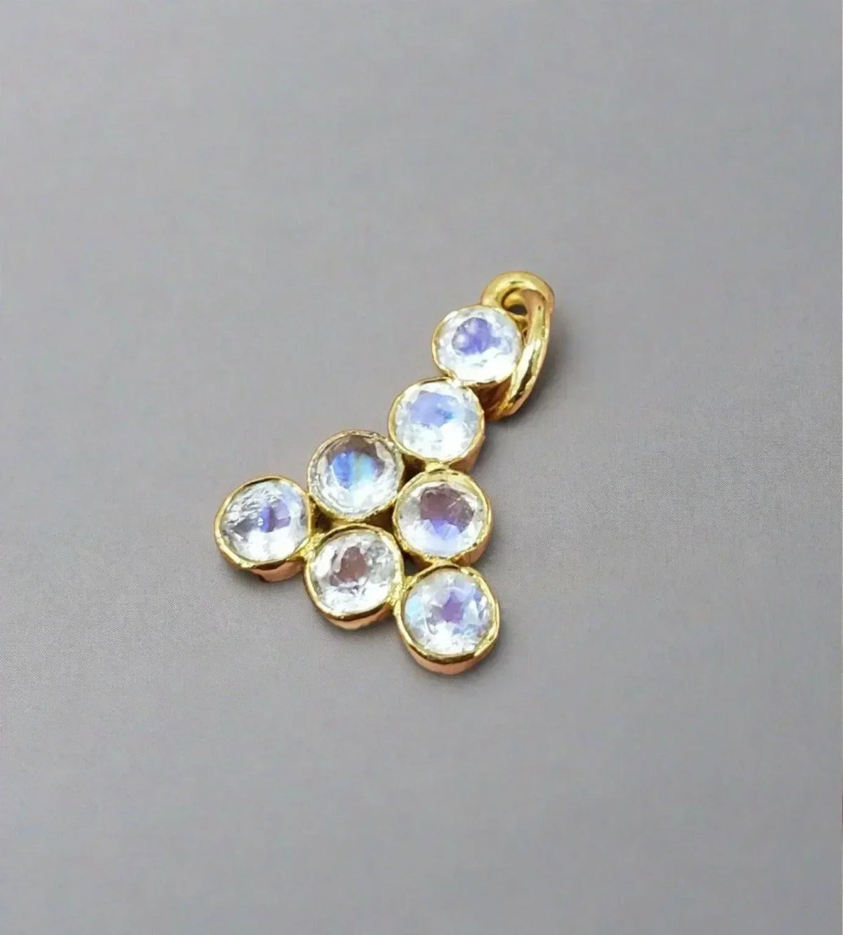 14k Gold Rainbow Moonstone Pendant Beautiful Charm - K Jewelry Accessories