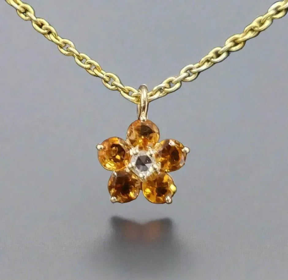 14k Gold Yellow Tourmaline Charm Flower Shape - K Jewelry Accessories