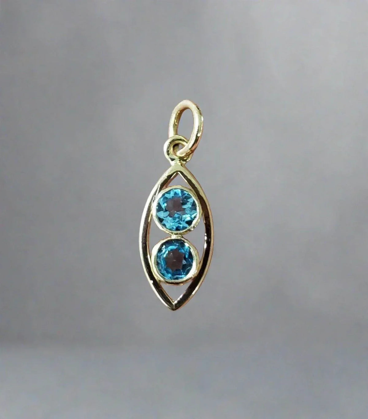 14k Gold Swiss Blue Topaz Pendant with natural stones - K Jewelry Accessories