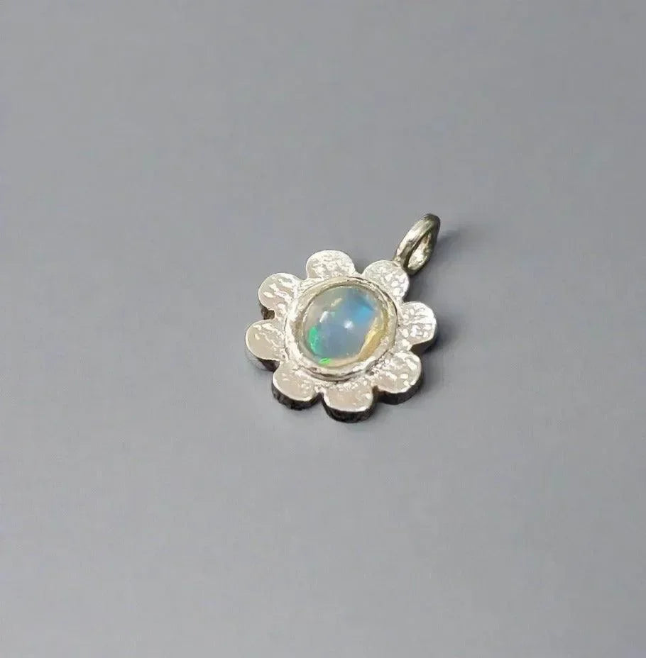 925 Silver Ethiopian Opal Floral Charm Silver Round stone - K Jewelry Accessories