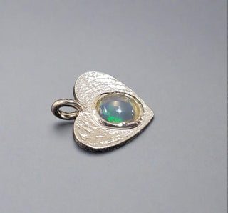 925 Silver Ethiopian Opal Heart Charm Pendant - K Jewelry Accessories