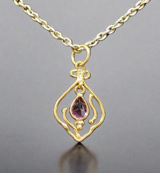 18k Gold Pink Tourmaline Dainty Pendant - K Jewelry Accessories