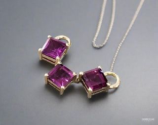 14k Gold Rhodolite Garnet Charm Pendant - K Jewelry Accessories