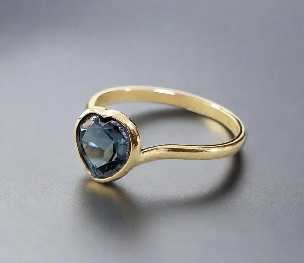 14k Gold London Blue Topaz Heart Ring - K Jewelry Accessories