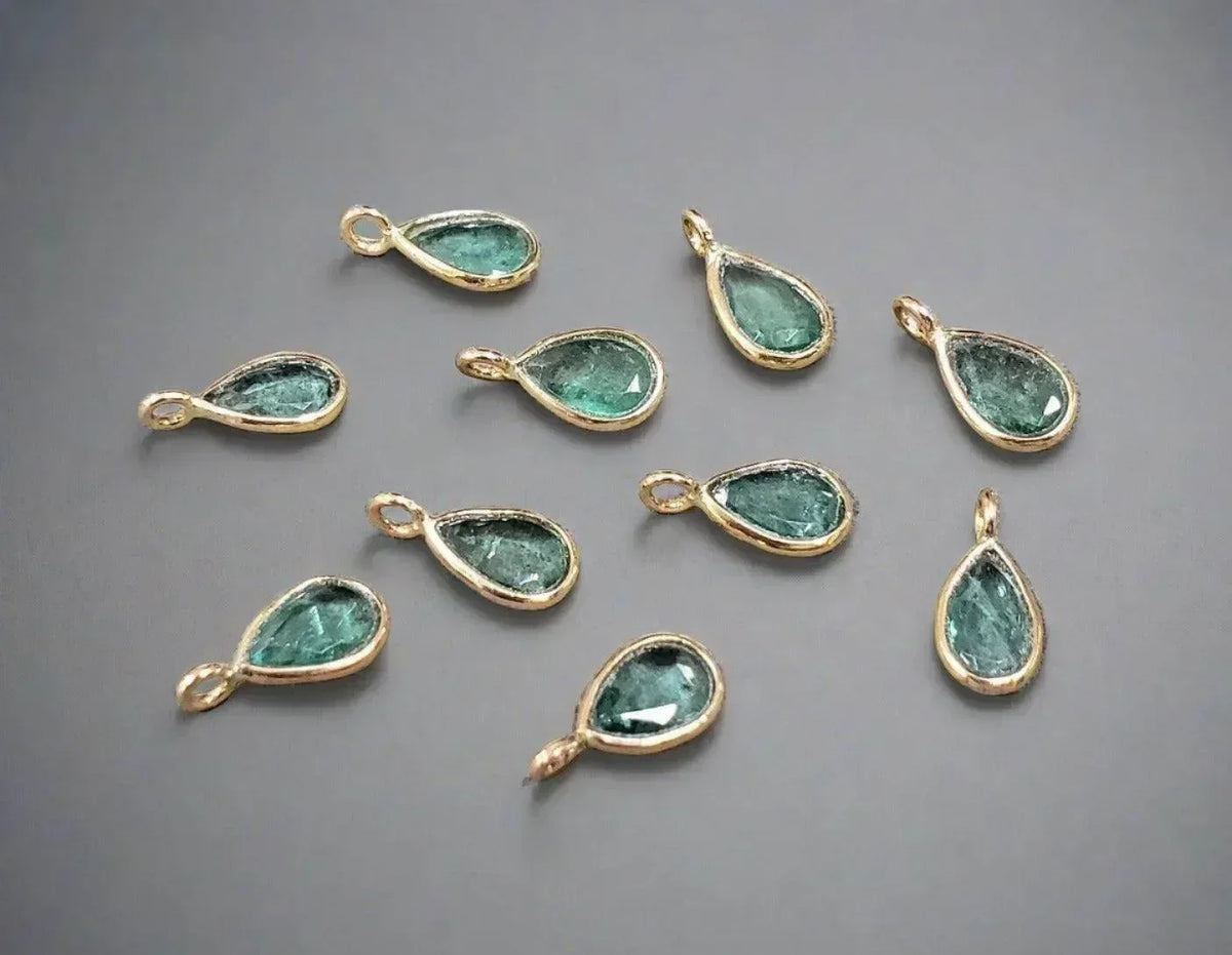 Natural 18k Gold Zambian Emerald Charm Pendant For Women - K Jewelry Accessories