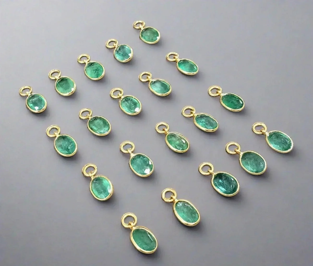 18k Gold Zambian Emerald Pendant Charms for Unisex - K Jewelry Accessories