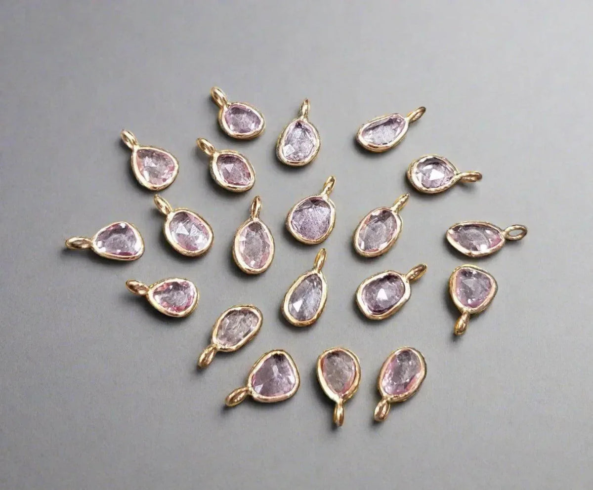 18k Gold Pink Sapphire Rose Gold Charm Jewelry Findings - K Jewelry Accessories