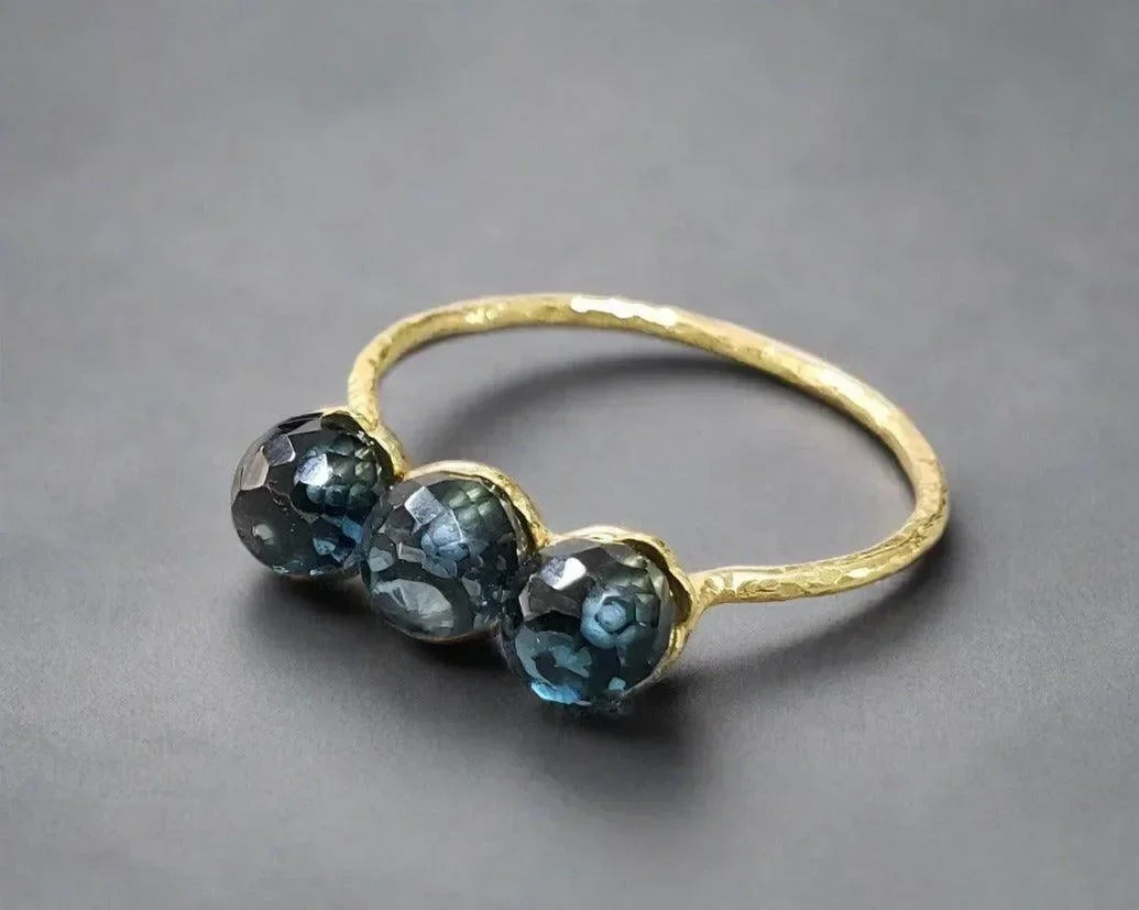 14K Gold Drilled London Blue Topaz Ring - K Jewelry Accessories