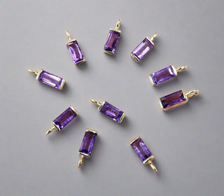 14k Gold Purple Amethyst Baguette Charm - K Jewelry Accessories