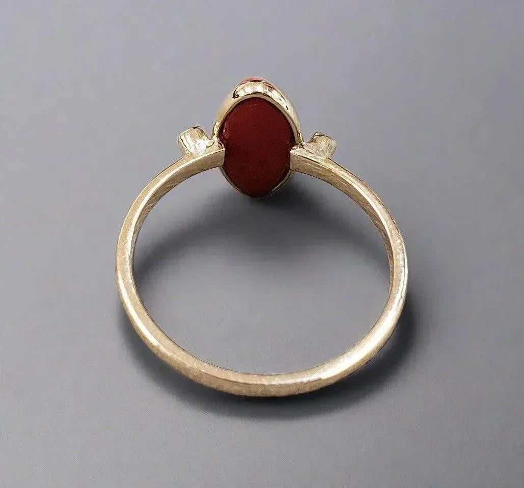 14k Gold Marquise Coral & Ruby Ring - K Jewelry Accessories