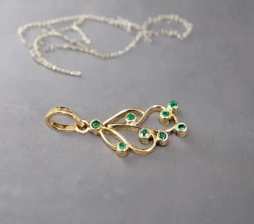 18k Gold Zambian Emerald Pendant Jewelry Designer piece - K Jewelry Accessories