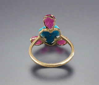 14k Gold Turquoise and Ruby Ring - K Jewelry Accessories