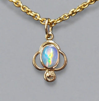 18k Gold Natural Ethiopian Opal Dainty Pendant - K Jewelry Accessories